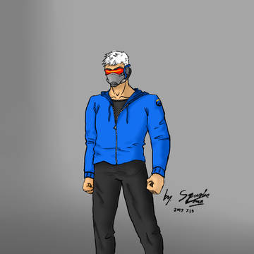 Soldier 76 in The Bule Hoodie