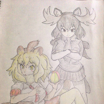 ライオンとヘラジカ