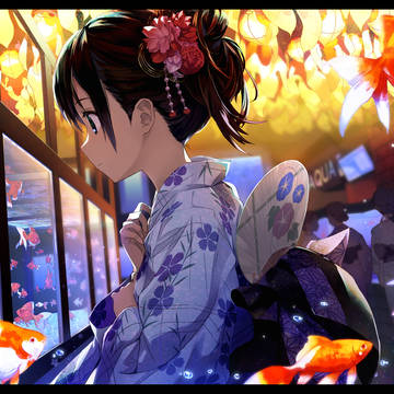 浴衣と金魚