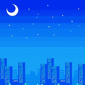 都市夜ピクセルアート