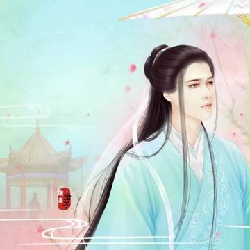 唯美言情古风写实男子插画