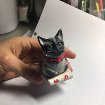 手作石粉雕刻 自家猫咪 暹罗猫
