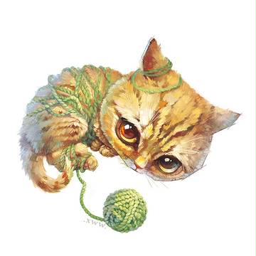 这是一只会把自己缠住的蠢猫，人来疯绕场一周的蠢猫