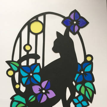 黒猫 切り絵
