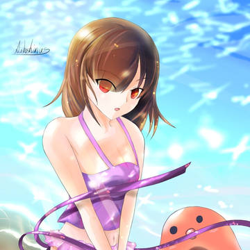 女の子と海