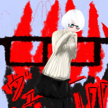 白ニット2B with 黒縁メガネ