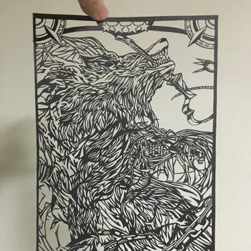 【切り絵】新宿のワンコ