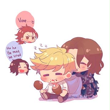Vane falling asleep while eating