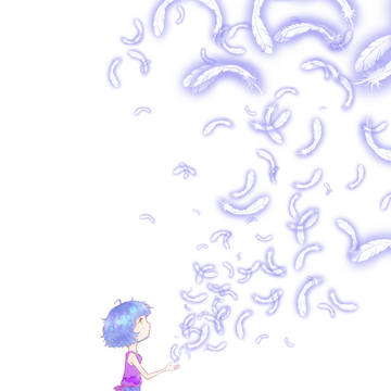 女の子と羽