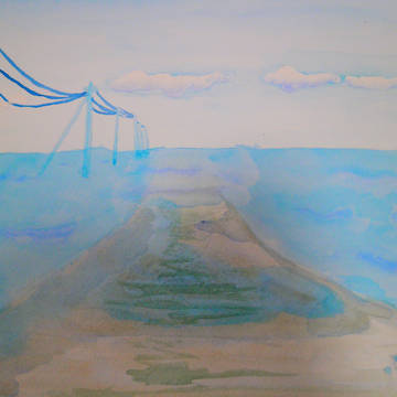 海に浸かる道
