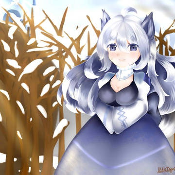 blue wolf in lonely forest