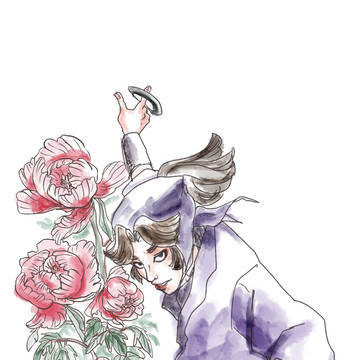戦輪に赤牡丹