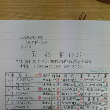 第78回菊花賞 出馬表