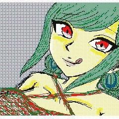 落書きヾ(:3ヾ∠)_緑髪の姉さん