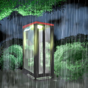 雨の日の電話ボックス
