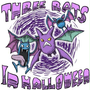 THREE BATS IN HALLOWEEN