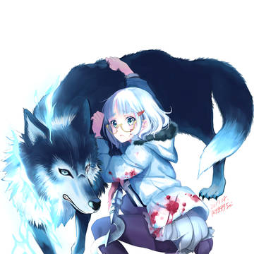 【狼と銀髪少女】