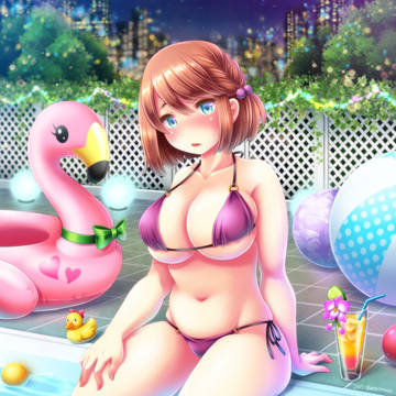 ぽちゃ娘とナイトプール
