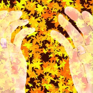 紅葉と手の平