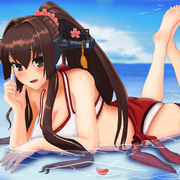 大和的海邊日光浴