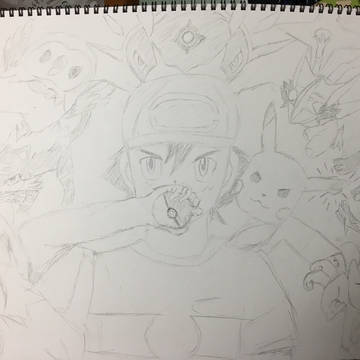 XYサトシinアローラ物語（鉛筆絵）