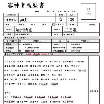 審神者履歴書