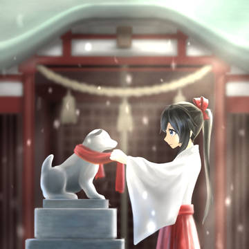 神社の朝