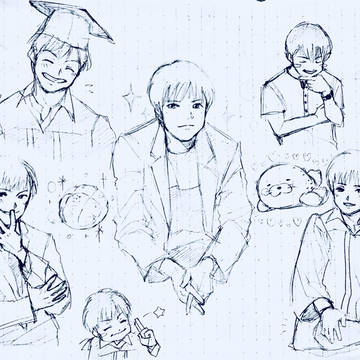 水上颯落書き。