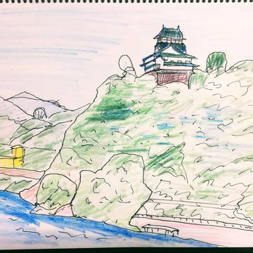 犬山城と木曽川