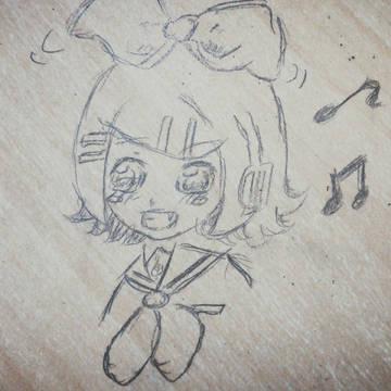 机の上の落書きリンちゃん！