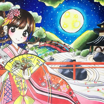 日本庭園と十二単