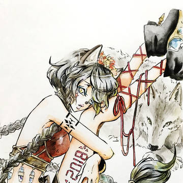 2018 年賀イラスト①　犬耳