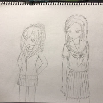 芽依ちゃんと武田さん絵練習