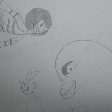 後に背景を付ける予定のSansとChara(のつもり)