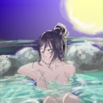 月夜露天温泉さん