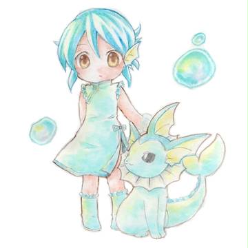シャワーズと女の子