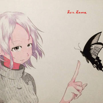 女の子と黒揚羽
