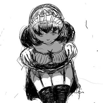 スカートをたくし上げる根暗メイド