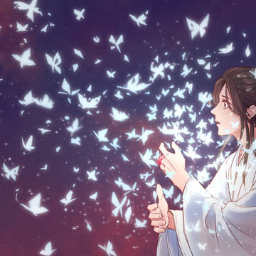【天官】淡红衣，漫天银蝶化星风。 ​​​​