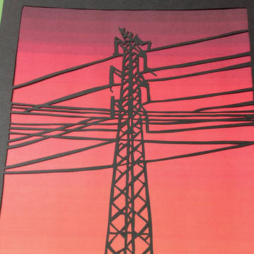 【切り絵】夕空の鉄塔