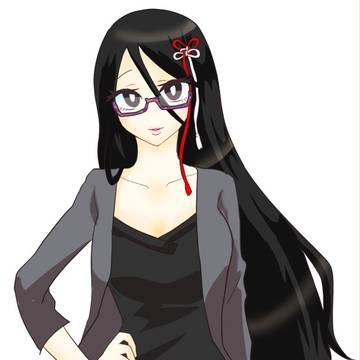 女性　立ち絵フリー(眼鏡・長髪)