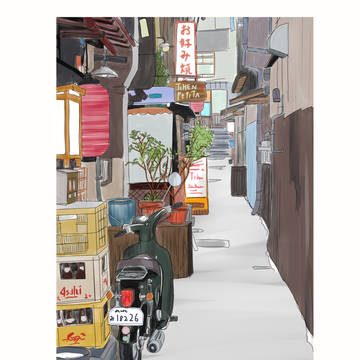 横丁のカブ