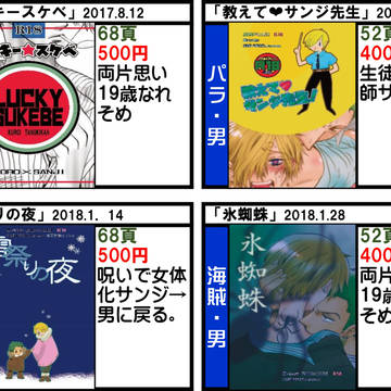 3月4日（日）ゾロサンオンリー「双璧」お品書き