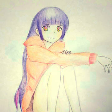 水彩色鉛筆女の子