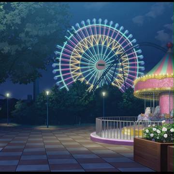【背景】遊園地【夜、夕方】