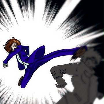 必殺、飛び蹴り☆