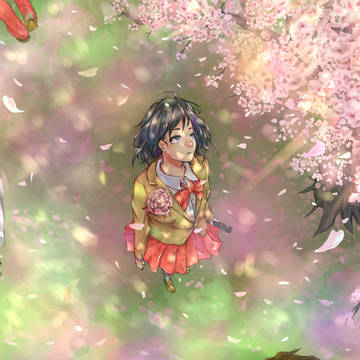 最後に見る校舎の桜