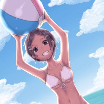 夏、海、褐色