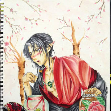 桃源郷で花見酒