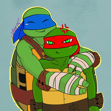 Leo, stop cuddling Raph!